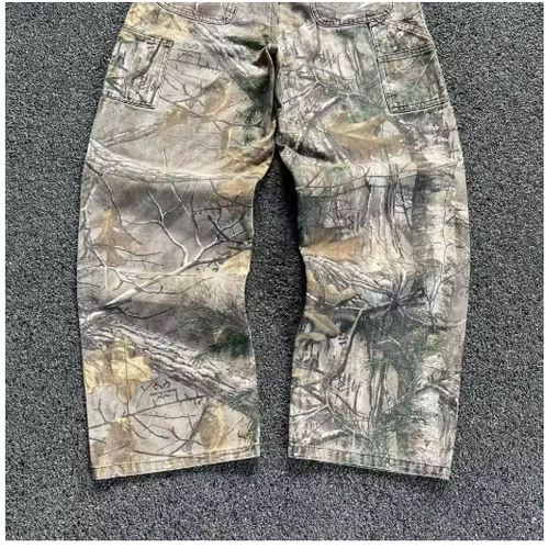 2000s Retro Leaf Print Baggy Jeans – Hip Hop Streetwear Loose Fit